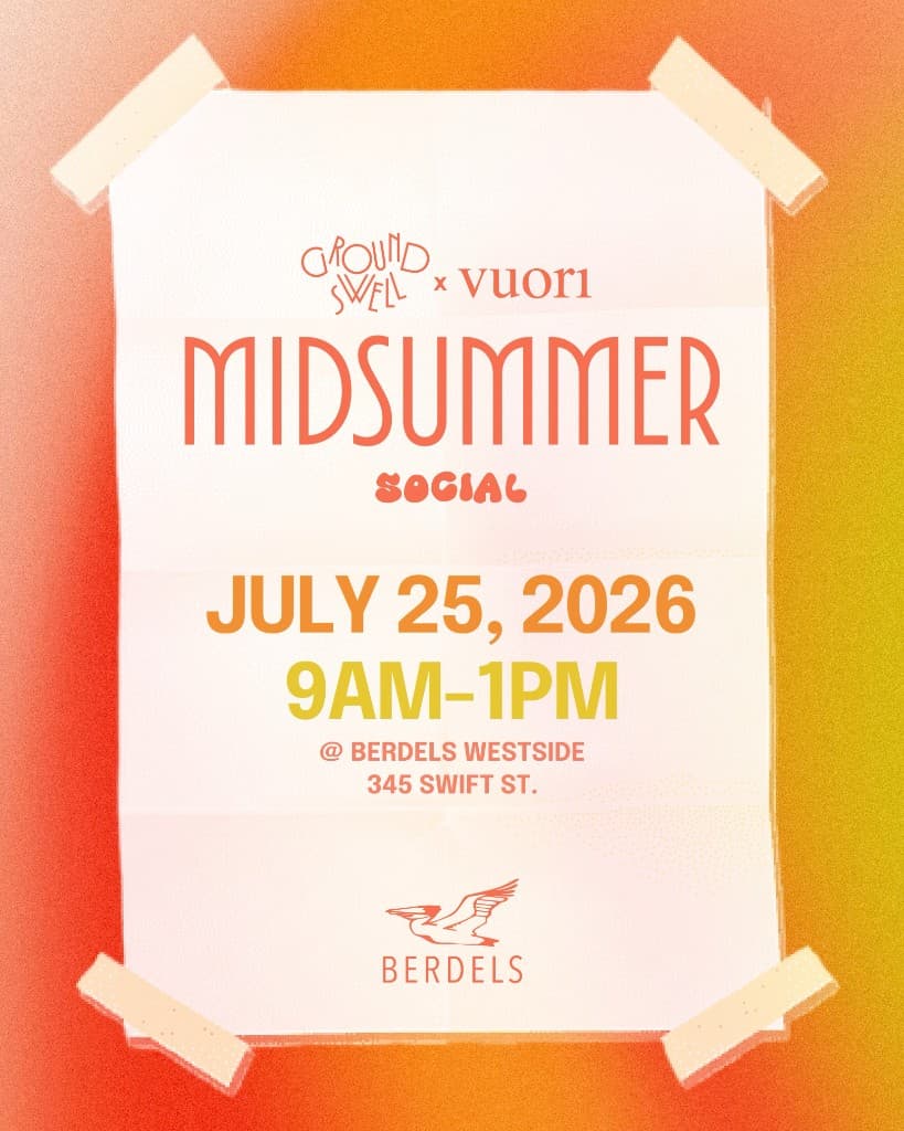 Midsummer Social by Groundswell and Vuori event flyer